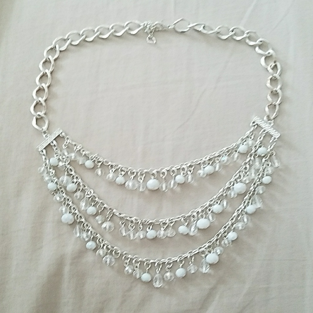 Silver color,  white necklace!
